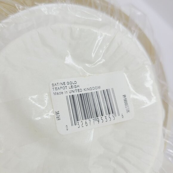 Wedgwood Satine Gold Teapot Porcelain New with Tags - Picture 4 of 12